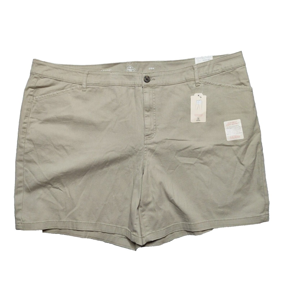 St Johns Bay Women Plus 26W Biscotti‎ Secretly Slender 7" Shorts NEW